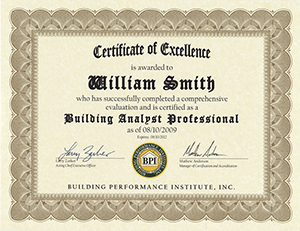 BPI Building Analyst Professional certificate