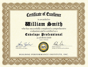BPI Envelope Professional certificate