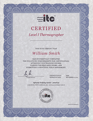 Level one thermographer certificate